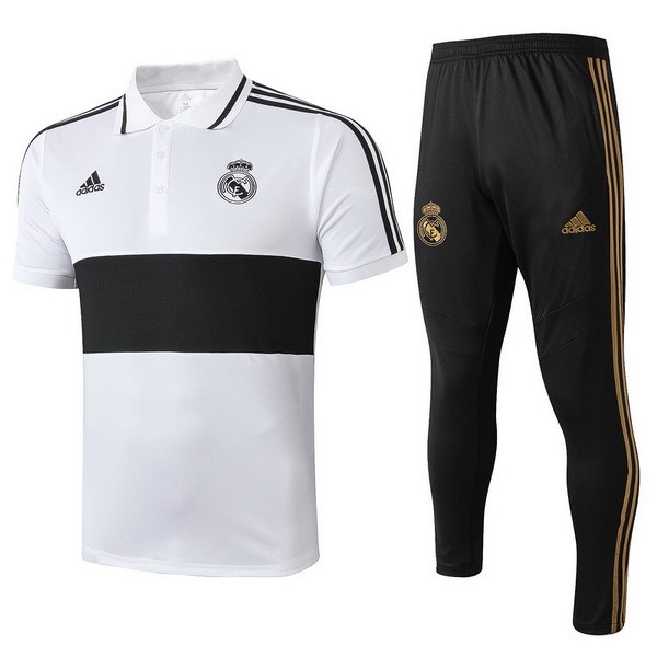 Polo Real Madrid Conjunto Completo 2019-2020 Blanco Negro